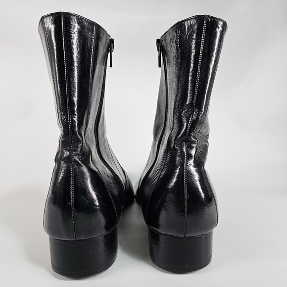 Vtg Pala Boots Mens 10 Genuine Eel Black Ankle Chelsea Side Zip Casual Dress - Picture 12 of 16